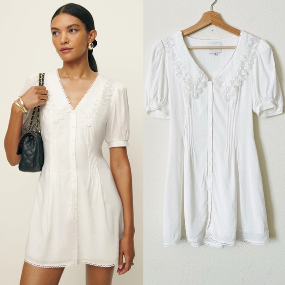 Reformation Dresses & Skirts - Reformation SIZE 4 Nonie white collared lace detail minu dress